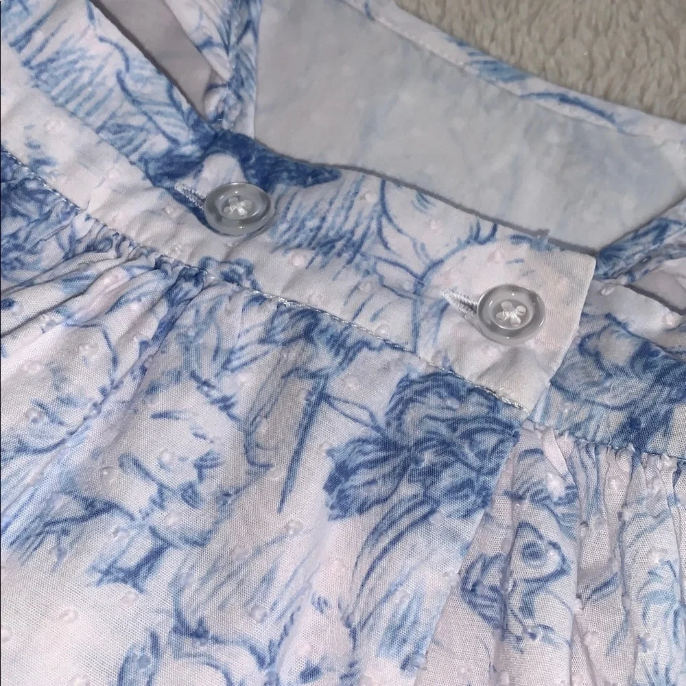 GAP Blue & White Wrap Dress 6-12M Ducks and Floral Print